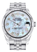 Diamond Rolex Watch | Fluted Bezel | 31MM | Mother of Pearl Diamond Dial | Jubilee Band