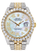 Diamond Iced Out Rolex Datejust 41 | 25 Carats Of Diamonds | Mother of Pearl Dial | Two Tone | Jubilee Band