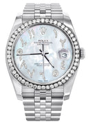 New Style | Hidden Clasp | Diamond Rolex Datejust Watch | 36Mm | Mother of Pearl Arabic Diamond Dial | Jubilee Band