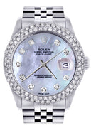 Mens Rolex Datejust Watch 16200 | 36Mm | Mother of Pearl Dial | Two Row 4.25 Carat Bezel | Jubilee Band