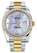 New Style | Diamond Gold Rolex Watch For Men | 36Mm | Mother Of Pearl Dial | Oyster Band