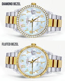 Gold & Steel Rolex Datejust Watch 16233 for Men | 36Mm | Mother of Pearl Arabic Diamond Dial | Oyster Band