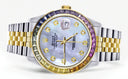 Diamond Gold Rolex Watch For Men 16233 | 36Mm | Rainbow Sapphire Bezel | Mother Of Pearl Dial | Jubilee Band