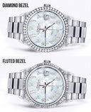 Diamond Mens Rolex Datejust Watch 16200 | 36Mm | Mother of Pearl Arabic Diamond Dial | Oyster Band