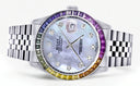 Diamond Gold Rolex Watch For Men 16200 | 36Mm | Rainbow Sapphire Bezel | Blue Mother Of Pearl Dial | Jubilee Band