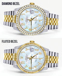 Gold & Steel Rolex Datejust Watch 16233 for Men  | 36Mm | Mother of Pearl Arabic Diamond Dial | Jubilee Band