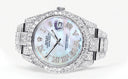 Diamond Iced Out Rolex Datejust 41 | 25 Carats Of Diamonds | Mother of Pearl Dial | Two Row | Oyster Band