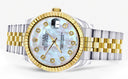 Diamond Gold Rolex Watch | Fluted Bezel | 31MM | Mother of Pearl Diamond Dial | Jubilee Band