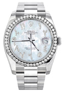 New Style | Rolex Datejust Watch | 36Mm | Mother Of Pearl Arabic Diamond Dial | Oyster Band