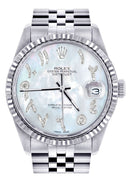 Womens Rolex Datejust Watch 16200  | 36Mm | Mother of Pearl Arabic Dial | Fluted Bezel | Jubilee Band