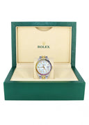Diamond Gold Rolex Watch For Men 16233 | 36Mm | Rainbow Sapphire Bezel | Diamond Mother Of Pearl Arabic Numeral Dial | Jubilee Band