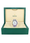 Diamond Gold Rolex Watch For Men 16200 | 36Mm | Rainbow Sapphire Bezel | Mother Of Pearl Arabic Numeral Dial | Jubilee Band