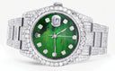 Iced Out Rolex Datejust 36 MM | Stainless Steel | 16.5 Carats of Diamonds | Green Mother of Pearl Diamond Dial | Oyster Band | Model 116200