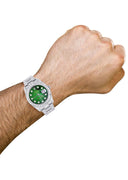 Iced Out Rolex Datejust 36 MM | Stainless Steel | 16.5 Carats of Diamonds | Green Mother of Pearl Diamond Dial | Oyster Band | Model 116200