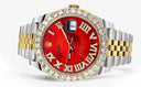Rolex Datejust II Watch | 41 MM | 18K Yellow Gold & Stainless Steel | Custom Red Mother of Pearl Roman Dial | Jubilee Band