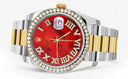 New Style | Gold & Steel Rolex Datejust Watch | 36Mm | Red Mother Of Pearl Roman Diamond Dial | Oyster Band