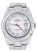 Iced Out Rolex Datejust 36 MM | Stainless Steel | 16.5 Carats of Diamonds | Mother of Pearl Roman Diamond Dial | Oyster Band | Model 116200