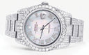 Iced Out Rolex Datejust 36 MM | Stainless Steel | 16.5 Carats of Diamonds | Mother of Pearl Roman Diamond Dial | Oyster Band | Model 116200
