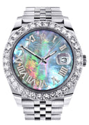 Rolex Datejust II Watch | 41 MM | Custom Dark Mother of Pearl Roman Diamond Dial | Jubilee Band