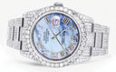 Iced Out Rolex Datejust 36 MM | Stainless Steel | 16.5 Carats of Diamonds | Blue Mother of Pearl Roman Diamond Dial | Oyster Band | Model 116200