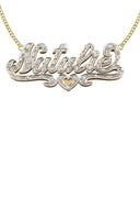 14K Ladies Two Tone with Diamonds Name Plate Necklace | Appx. 7.2 Grams