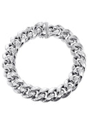 Hollow Womens Miami Cuban Link Bracelet 10K White Gold