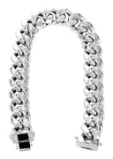 Hollow Mens Miami Cuban Link Bracelet 10K/14K White Gold