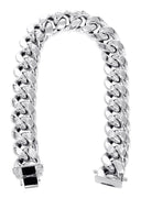 14K White Gold Bracelet Hollow Miami Cuban Link For Women