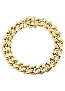 Hollow Womens Miami Cuban Link Bracelet 10K/14K Yellow Gold