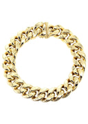 Hollow Womens Miami Cuban Link Bracelet 10K Yellow Gold
