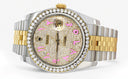 New Style | Hidden Clasp | Diamond Gold Rolex Watch For Men | 36Mm | Custom Pink Arabic Full Diamond Dial | Jubilee Band