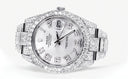Diamond Iced Out Rolex Datejust 41 | 25 Carats Of Diamonds | Custom Silver Diamond Dial | Two Row | Oyster Band