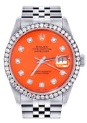 Mens Rolex Datejust  Watch 16200 | 36Mm | Orange Dial | Jubilee Band