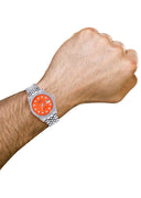 Mens Rolex Datejust  Watch 16200 | 36Mm | Orange Dial | Jubilee Band