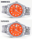 Mens Rolex Datejust  Watch 16200 | 36Mm | Orange Dial | Jubilee Band