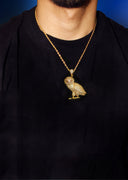 Mens Gold Plated Franco Chain & Owl Pendant | Appx. 24.8 Grams