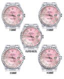 Diamond Mens Rolex Datejust Watch 16200 | 36Mm | Light Pink Roman Numeral Dial | Oyster Band