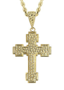 10K Yellow Gold Rope Chain & Nugget Cross Pendant | Appx. 13.5 Grams