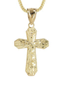 10K Yellow Gold Franco Chain & Nugget Cross Pendant | Appx. 12.7 Grams