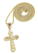 10K Yellow Gold Franco Chain & Nugget Cross Pendant | Appx. 12.7 Grams