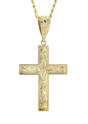10K Yellow Gold Cuban Chain & Nugget Cross Pendant | Appx. 14.3 Grams