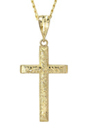 10K Yellow Gold Cuban Chain & Nugget Cross Pendant | Appx. 13.7 Grams