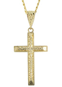 10K Yellow Gold Cuban Chain & Nugget Cross Pendant | Appx. 13.7 Grams