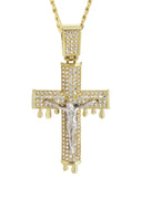 10K Yellow Gold Cuban Chain & Melting Crucifix Pendant | Appx. 15.6 Grams