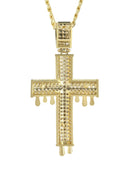 10K Yellow Gold Cuban Chain & Melting Crucifix Pendant | Appx. 15.6 Grams