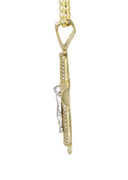 10K Yellow Gold Cuban Chain & Melting Crucifix Pendant | Appx. 15.6 Grams