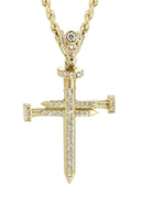 10K Yellow Gold Rope Chain & Cz Cross Pendant | Appx. 14.4 Grams
