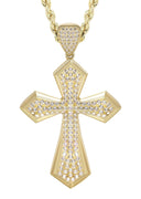 10K Yellow Gold Rope Chain & Cz Cross Pendant | Appx. 14.9 Grams