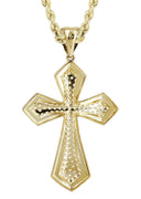 10K Yellow Gold Rope Chain & Cz Cross Pendant | Appx. 14.9 Grams