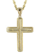 10K Yellow Gold Rope Chain & Diamond Cut Cross Pendant | Appx. 13.4 Grams